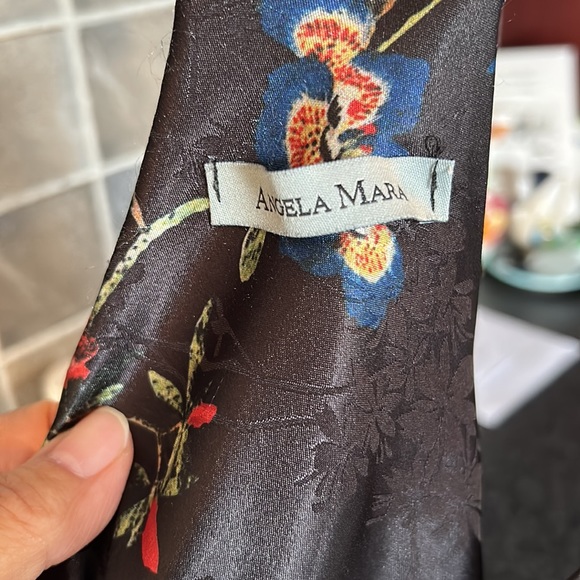 ANGELA MARA floral satin sleeveless dress size extra large - Picture 7 of 11